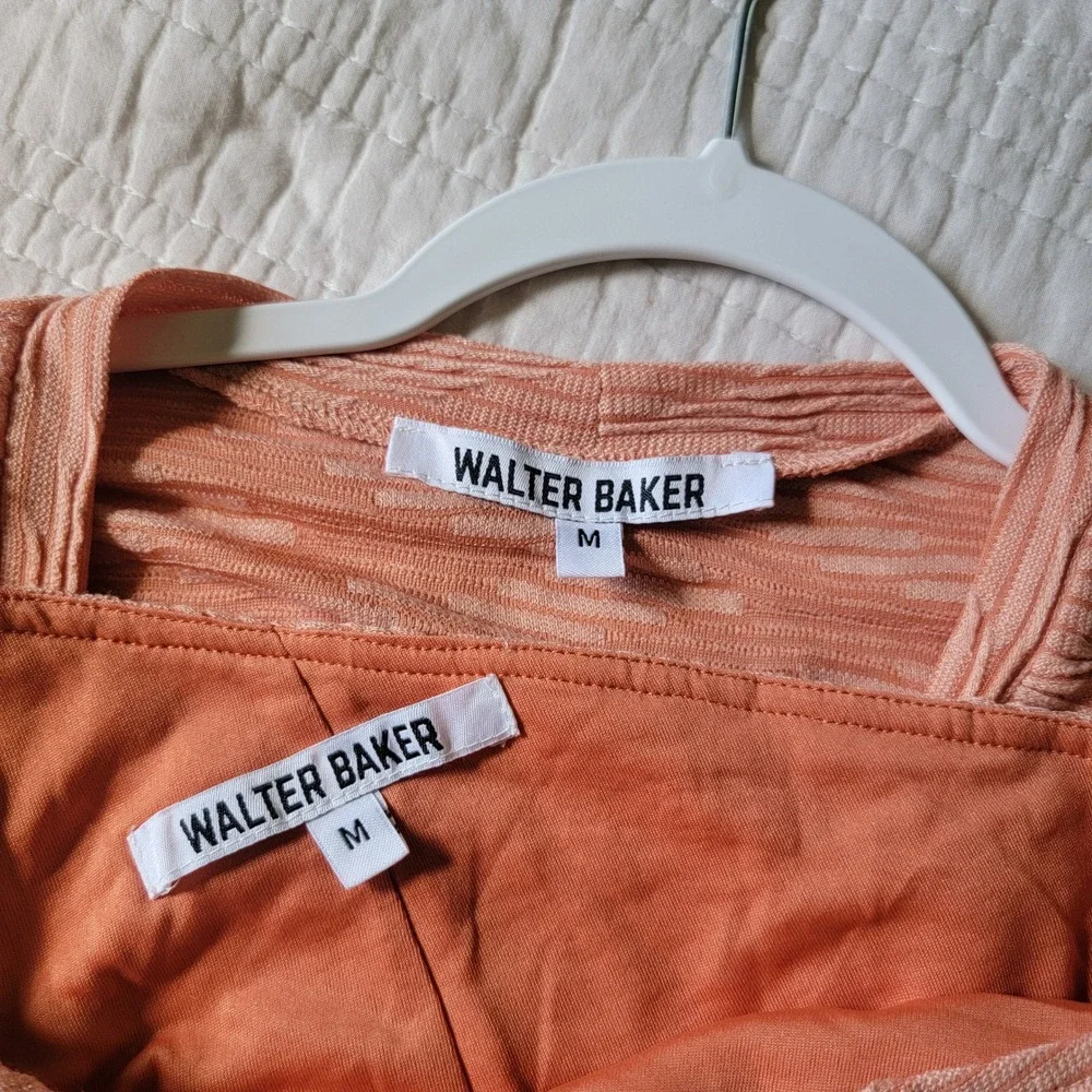 Walter Baker Matching Set Pink Textured Knit One Shoulder Dress Cardigan Medium